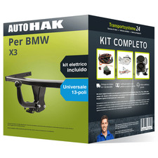 Pacco Gancio traino fisso Auto Hak per BMW X3 04-10 & e-kit uni a 13 poli NUOVO