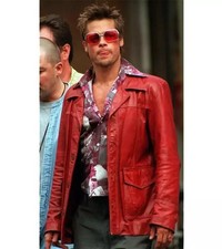 Costume FC Brad Pitt Fight Club giacca rosso stile Tyler Durden vera pelle