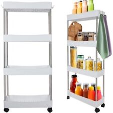 Carrello Cucina Salvaspazio Con Ruote 4 Ripiani Bianco Stretto Bagno Ripostiglio