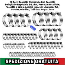 60 Fascette Metalliche Stringitubo Regolabile a Vite 6-51Mm in Acciaio Inox
