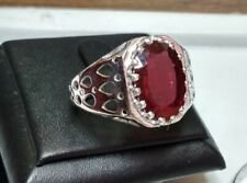 Anello In Argento Sterling 925 Con Gemma Di Rubino Riscaldata Per Uomo #1521