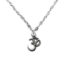 Collana OM ohm Argento a catena con Ciondolo buddista chakra Yoga Zen Uomo Donna