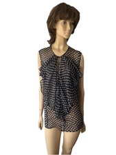 MARINA RINALDI TOP-CAMICETTA SMANICATA A POIS IN SETA CON VOLANT TAGLIA 27