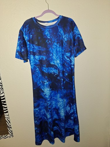 Maxi abito donna blu nero - donna, blu/nero