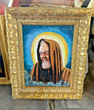 Quadro moderno olio su tela firmato - Padre Pio ottime condizioni con cornice