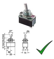 Interruttore a leva levetta unipolare ON-OFF 250V 2A - 125V 4A