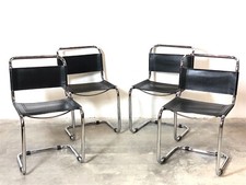 4 Sedie in Pelle SPACE AGE Anni 70 VINTAGE INTERIOR DESIGN CHAIR HOME ARREDO