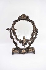 Specchio Girevole Vintage Lavorato In Metallo H34cm