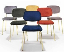 2 SEDIE C/STRUTTURA IN METALLO OTTONE/NERA SEDUTA IN VELLUTO PETTINATO 217