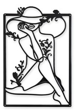 Decorazione murale in latta - donna con cappello replica design retrò decorazion