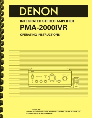 Denon pma 2000ivr - denon, pma-2000ivr