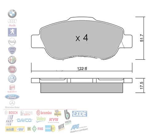 Pastiglie freno anteriori fiat - pastiglie,