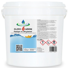 Acquaverde CLORO 6 AZIONI PASTIGLIE 200 gr MULTIFUNZIONE per ACQUA PISCINA 10 kg