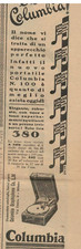 PUBBLICITA' ORIGINALE VINTAGE ANNI 30-GRAMMOFONO PORTATILE COLUMBIA