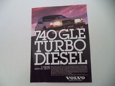 advertising Pubblicità 1985 VOLVO 740 GLE TURBO DIESEL