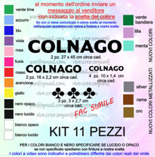 ADESIVI COLNAGO 11 pezzi