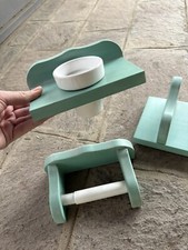 Set accessori bagno: Mensola, portaoggetti e portarotolo - Stile Rustico Shabby 