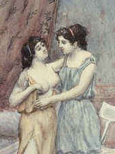 Acquerello firmato due donne - firmato,