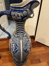 GRANDE BROCCA IN GRES BIANCA E BLU DI WASTERWAD SENZA ROTTURE NE DIFETTI 