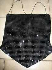 Top nero pailettes Legato ad incrocio dietro alla schiena h&m canotta maglia 