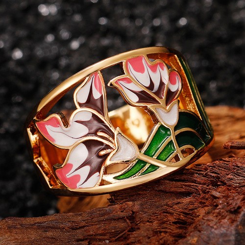 Anello smaltato oro - , colorato