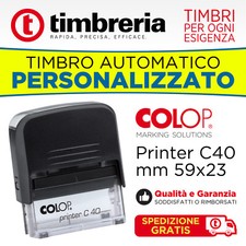 TIMBRO AUTOMATICO AUTOINCHIOSTRANTE COLOP P40 mm 59x23 PERSONALIZZATO LOGO