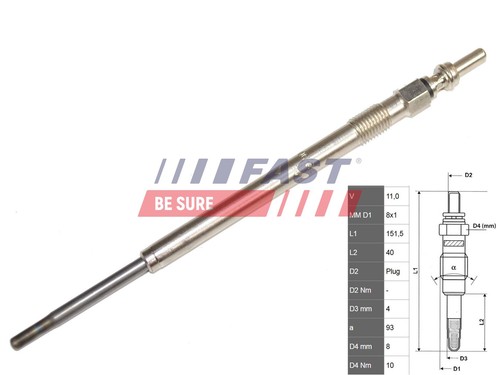 Per fast ft82706 glow plug - glow,