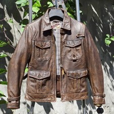 Giacca uomo pelle di vitello Tea-core stile vintage stonewashed invecchiata