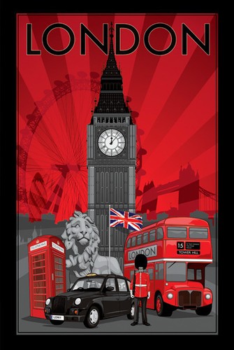 Poster londra bandiera - bandiera, rossa