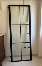 Porta  Da Interno A Battente ESG Vetro E Alluminio Nera - Mai Usata