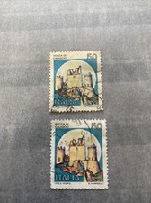 Francobollo Coppia “I CASTELLI” 50 Lire Timbro Castelli italiani Raro Vintage