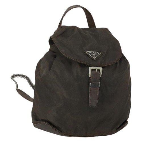 Zaino prada nylon marrone - nylon,