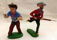 Elastolin Wild West, 2 Mass Figures, 7 cm, original by Hausser, years '50, gun 
