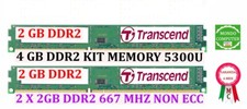 4 GB DDR2 (2 X 2GB) KIT MEMORIA / RAM PC2 5300 667MHz BASSO PROFILO TRANSCEND