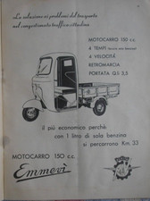 PUBBLICITA' MOTOCARRO EMMEVI MV AGUSTA 150 ANNO 1959 ADVERTISING ORIGINALE
