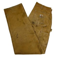 Jeans carpentiere vintage Carhartt B01 BRN doppio ginocchio marrone/beige W34 L34 (R+TJ506)