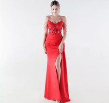 Abito sera rosso intenso con - abito,