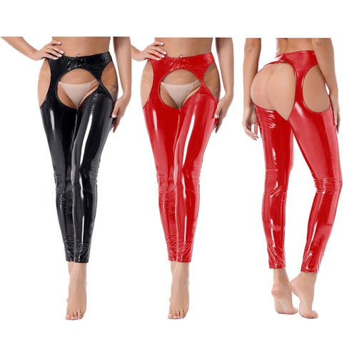 Leggings donna pelle lucida