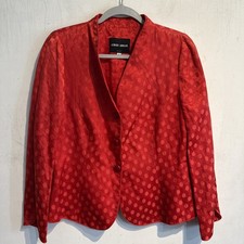 Giorgio Armani Tuta Donna Giacca Blazer Rosso Pois Manica Lunga Taglia 46