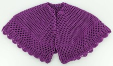 SCIALLE Mantella lana UNCINETTO  Fatto a mano Handmade - VIOLA