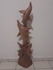 Scultura In Legno Delfini Alto