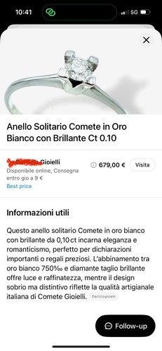 Anello solitario oro bianco - anello,