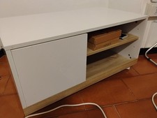 Homcom Carrello Porta TV 42" 1 Anta Vani Aperti 80*45*40 Ruote Bianco Rovere