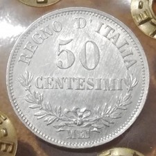 50 CENTESIMI 1863 MILANO - qFDC PERIZIATA - REGNO D'ITALIA - ARGENTO - VALORE 