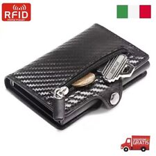 MINI PORTAFOGLIO SLIM RFID PORTA CARTE DI CREDITO TESSERE MONETE FIBRA CARBONIO