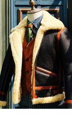 Giacca uomo RAF aviatore vera pelle shearling bomber B3 pelle di pecora pilota volo