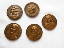 LOTTO DI 5 MEDAGLIE DI PERSONAGGI ARTE STORIA SCIENZA - VEDI FOTO -- MOLTO BELLE