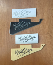 Adesivo Ace Frehley Les Paul battipenna chitarra autografo UV DTF nero o grigio