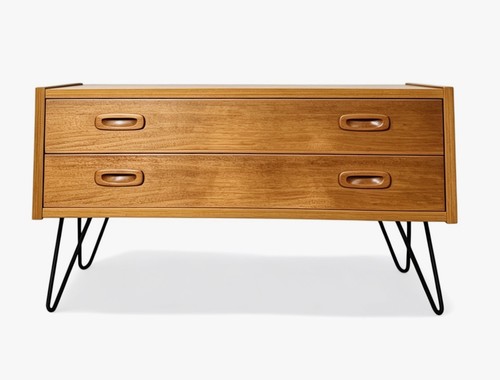 Cassettiera danese teak gambe - teak,