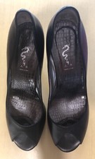 Scarpe Donna Decoltè Decollete Spuntate Vera Pelle Nero